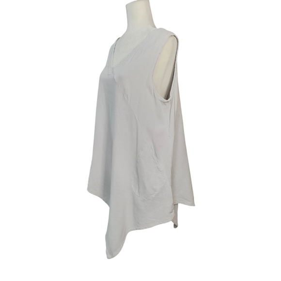 Oh My Gauze Light Gray Allie Cotton Top Asymmetrical Lagenlook Lightweight L XL - Picture 4 of 11